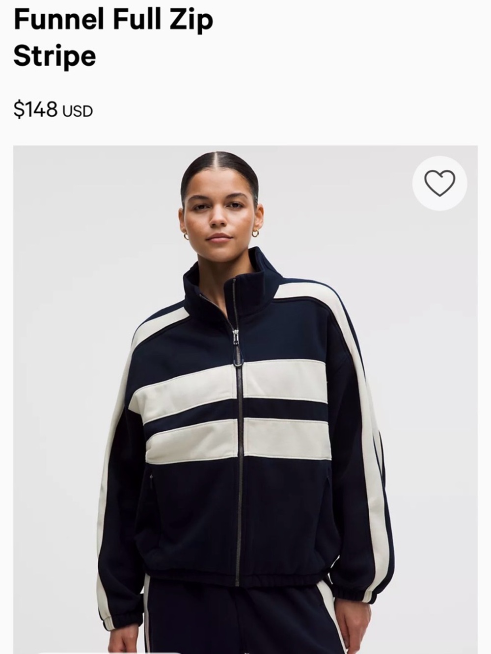 lululemon athletica Blue & White steady state Funnel Zip Stripe Jacket-